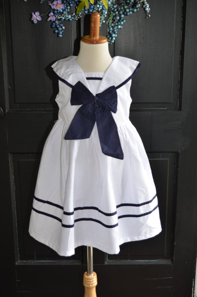 Girls White Nautical Sailor dress ...